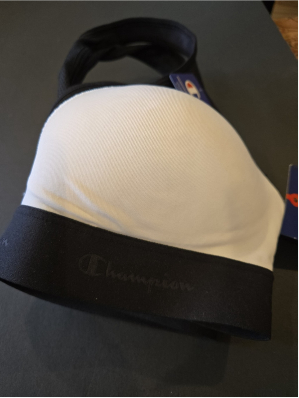 Champion Women’s Sports bra NWT Size Medium Padded Racerback White Black (D-10) - Picture 7 of 8